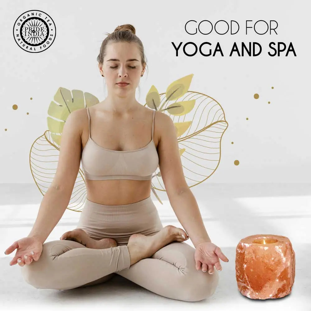 Himalayan Pink Salt Tea Light Holder by Pride of India – Salt Candle Holder – Room Décor Item – Great for Creating an Ambiance – Ideal for Home & Spa Uses – Natural Shape DC-Pride India Brands
