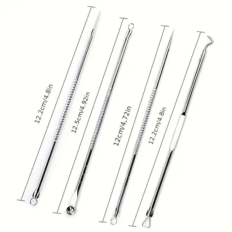 [Blackhead Remover] 4pcs/set Blackhead Needle | Black Spot Pimple Blemish Remover Light Beige Care Women Beauty Pore Cleanser Needle Hook Best Products Online