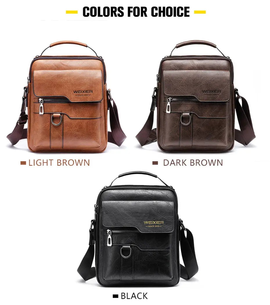 Men'S Vintage Crossbody Bag - Adjustable Strap, Multiple Compartments, Business Casual Shoulder Bag with "WEIXIER SINCE 2008" Branding, Black & Brown Options, Casual Crossbody | Vintage Crossbody | Adjustable Strap Bag Best Products Online