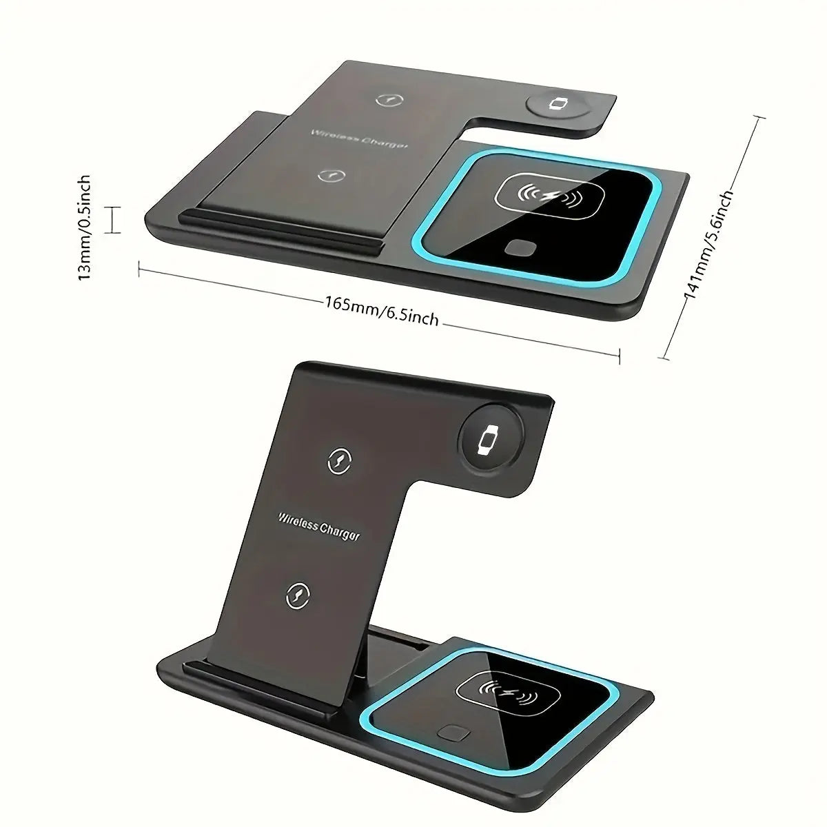 TIMESS-Wireless Charging Station 3-in-1 Standard 15W Fast Mag-Safe Charger Stand with QC3.0 Adapter, Suitable for iPhone 15 14 13 12 11 X 8 Pro Max/Pro/Mini/Plus, for iWatch Ultra 9/8 7/6/5/4/3/2, for Airpods 3/2 Best Products Online