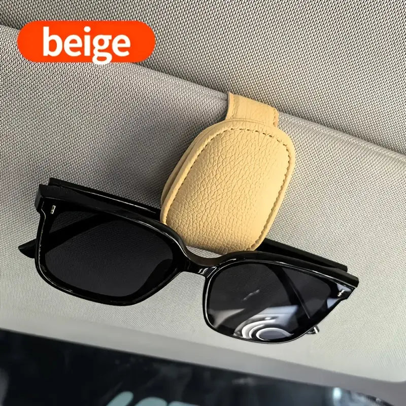 [1pcs Universal Sun Visor Glasses] 1pc Universal Car Sun Visor Glasses Clip, Pu Material, Auto Eyeglasses Holder, Vehicle Interior Accessories, Eyewear Storage Bracket Best Products Online