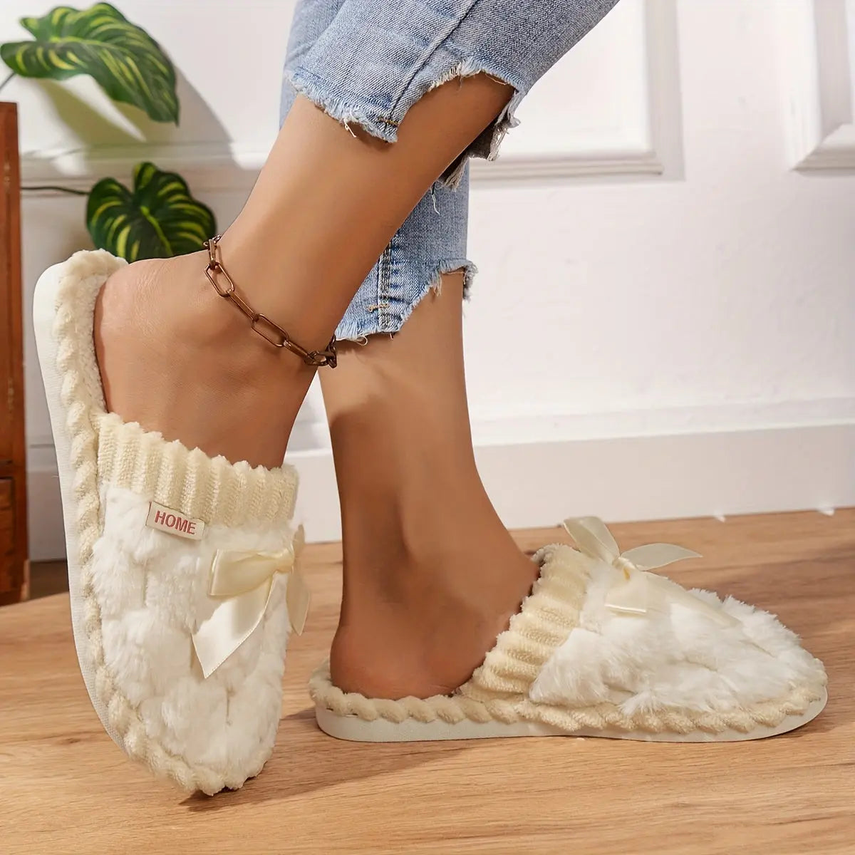 Women's Winter Plush Slippers - Soft Fabric Upper, Non-Slip PVC Sole, Solid Color, Hand Washable - Winter Home Comfort | Soft & Warm | Non-Slip Sole Best Products Online