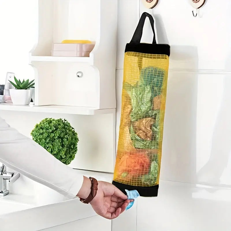 [Durable Trash Bag Organizer] Durable Plastic Under-Cabinet Kitchen Trash Bag Organizer | Open Storage Design, Secure Mounting, Space-Saving Garbage Bag Holder for Countertop Clutter Reduction, Sleek Storage Solution | Sturdy Best Products Online