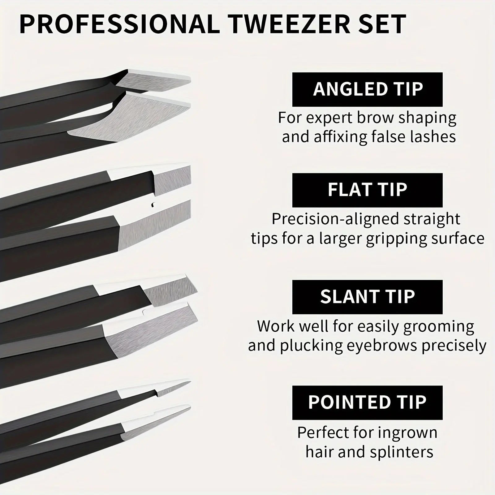 1pcs/4pcs Professional Tweezers, Precision Tweezers Kit, Slant/Pointed/Curved/Flat Tips For Eyebrow, Ingrown Hair, Splinter Removal Best Products Online