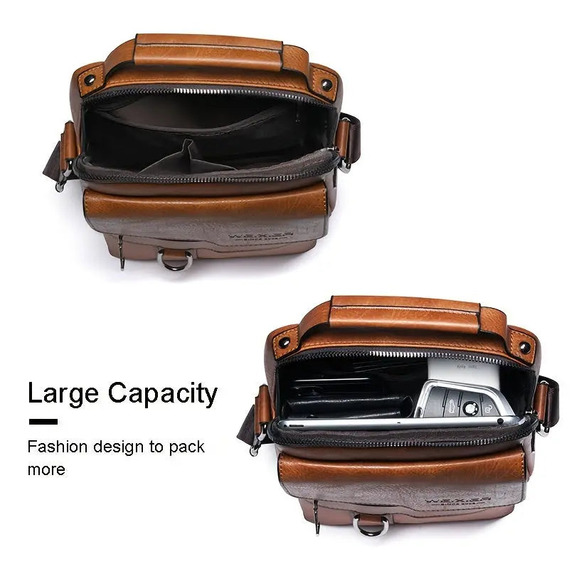 Men'S Vintage Crossbody Bag - Adjustable Strap, Multiple Compartments, Business Casual Shoulder Bag with "WEIXIER SINCE 2008" Branding, Black & Brown Options, Casual Crossbody | Vintage Crossbody | Adjustable Strap Bag Best Products Online