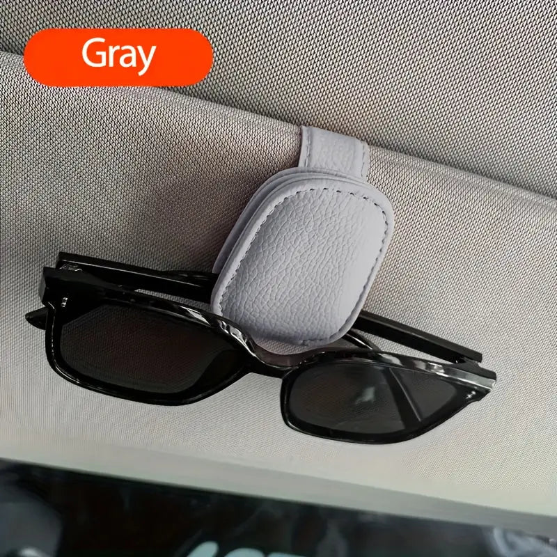 [1pcs Universal Sun Visor Glasses] 1pc Universal Car Sun Visor Glasses Clip, Pu Material, Auto Eyeglasses Holder, Vehicle Interior Accessories, Eyewear Storage Bracket Best Products Online