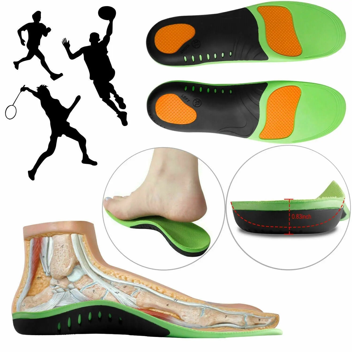 Orthotic Shoe Insoles Inserts Flat Feet High Arch Support For Plantar Puce Gaia