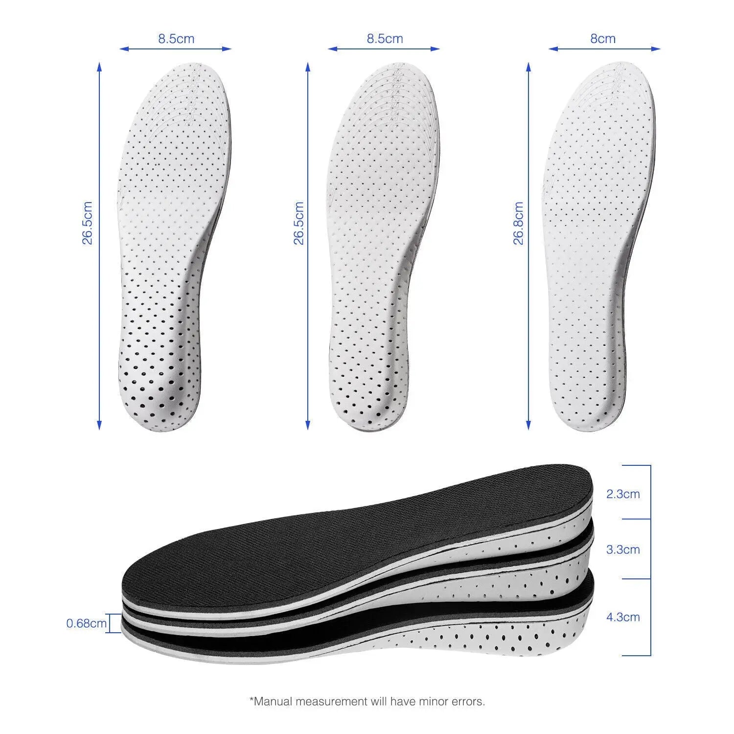 Men Women Invisible Height Increase Insoles Heel Lift Taller Shoe Puce Gaia