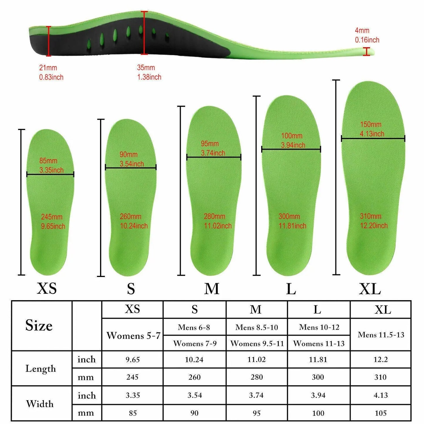 Orthotic Shoe Insoles Inserts Flat Feet High Arch Support For Plantar Puce Gaia
