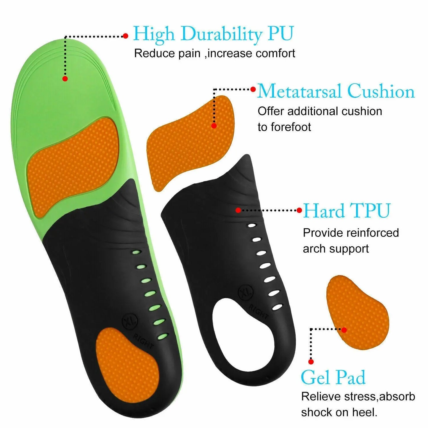 Orthotic Shoe Insoles Inserts Flat Feet High Arch Support For Plantar Puce Gaia