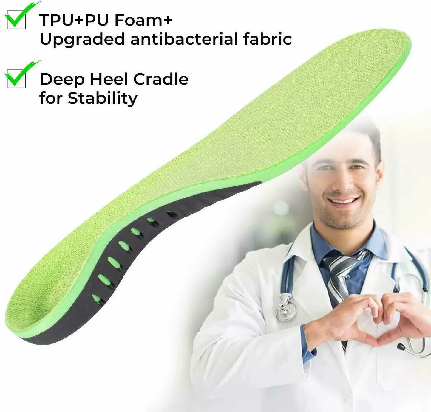 Orthotic Shoe Insoles Inserts Flat Feet High Arch Support For Plantar Puce Gaia