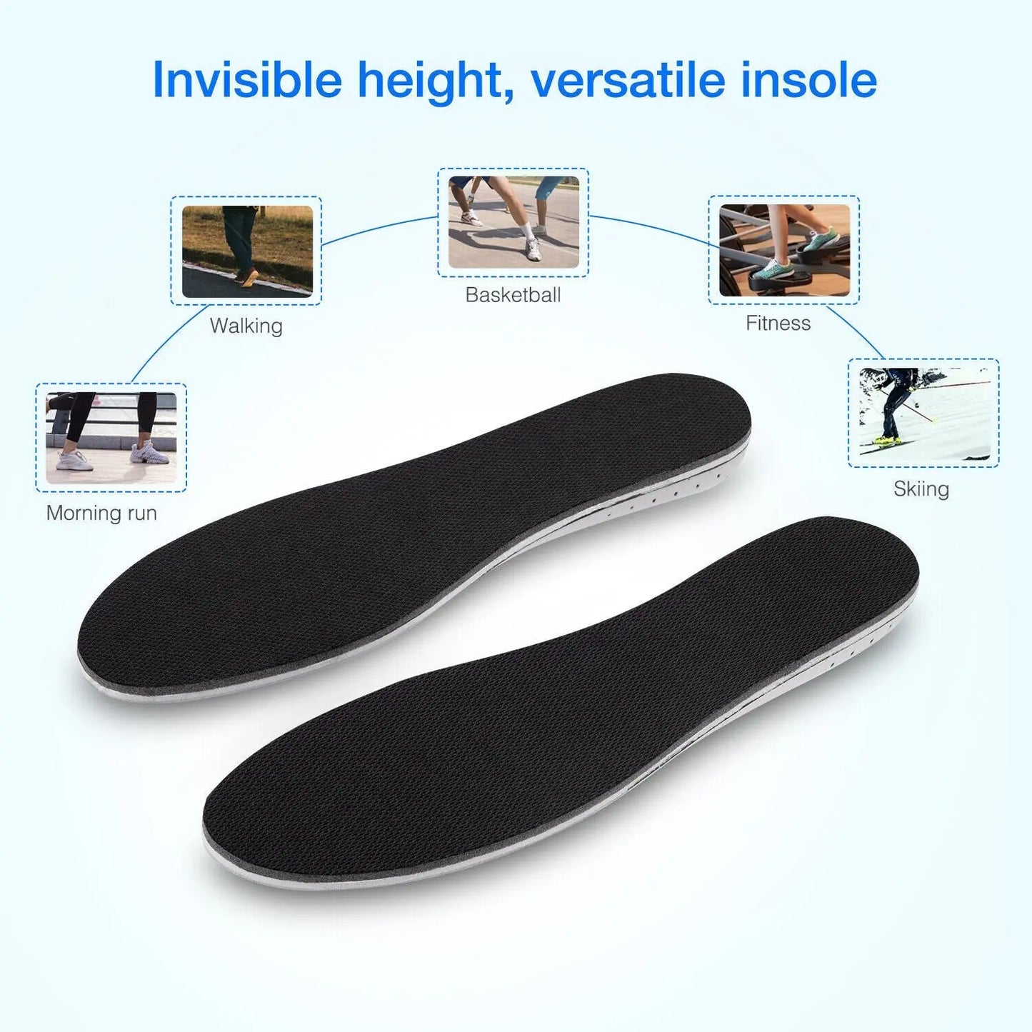 Men Women Invisible Height Increase Insoles Heel Lift Taller Shoe Puce Gaia