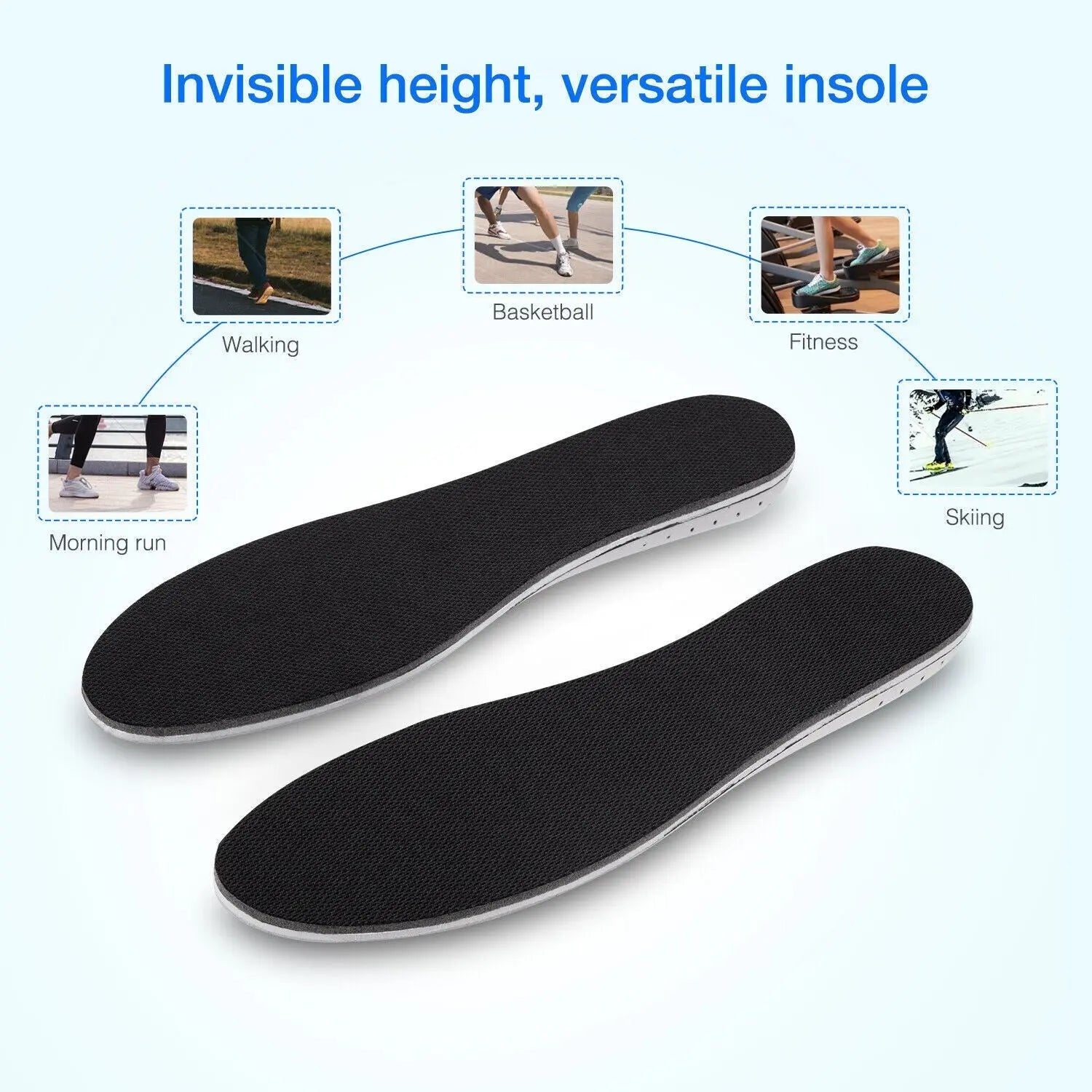 Men Women Invisible Height Increase Insoles Heel Lift Taller Shoe Puce Gaia