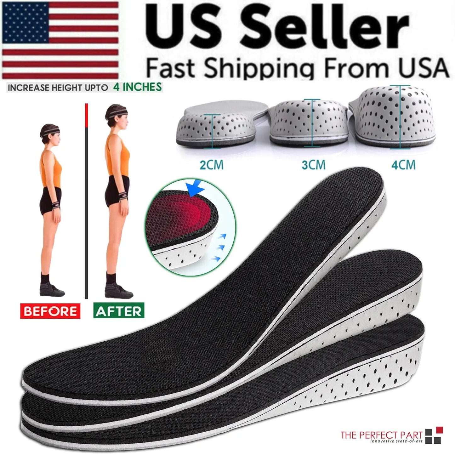 Men Women Invisible Height Increase Insoles Heel Lift Taller Shoe Puce Gaia