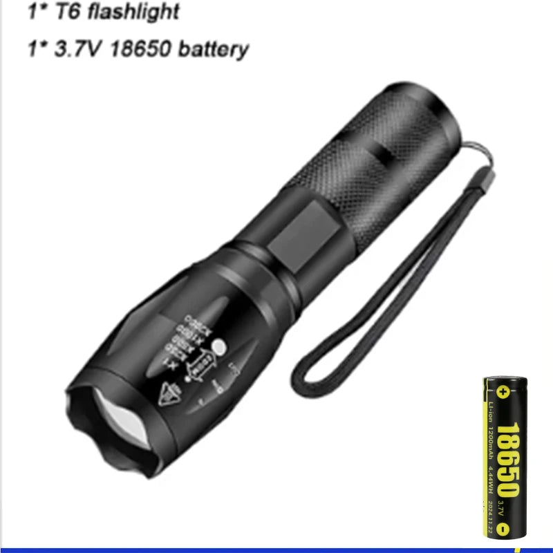 High-power Led Flashlight USB Rechargeable Torch with Display Zoomable Light with Battery Camping Hiking Lantern Emergency Lamp