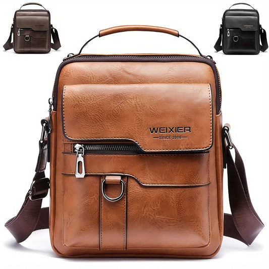 Men'S Vintage Crossbody Bag - Adjustable Strap, Multiple Compartments, Business Casual Shoulder Bag with "WEIXIER SINCE 2008" Branding, Black & Brown Options, Casual Crossbody | Vintage Crossbody | Adjustable Strap Bag Best Products Online