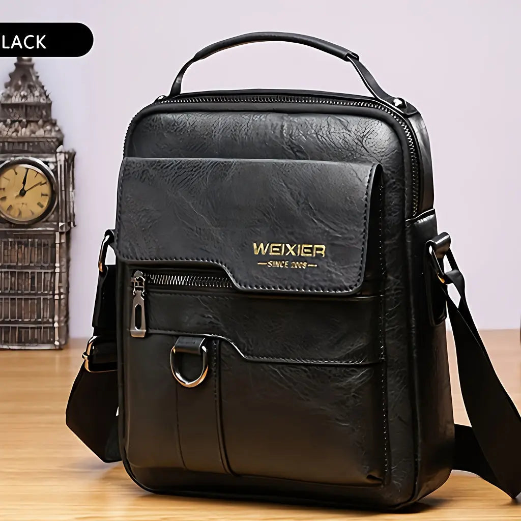 Men'S Vintage Crossbody Bag - Adjustable Strap, Multiple Compartments, Business Casual Shoulder Bag with "WEIXIER SINCE 2008" Branding, Black & Brown Options, Casual Crossbody | Vintage Crossbody | Adjustable Strap Bag Best Products Online