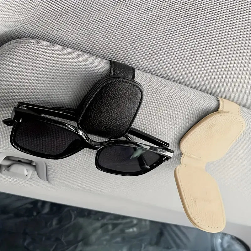 [1pcs Universal Sun Visor Glasses] 1pc Universal Car Sun Visor Glasses Clip, Pu Material, Auto Eyeglasses Holder, Vehicle Interior Accessories, Eyewear Storage Bracket Best Products Online