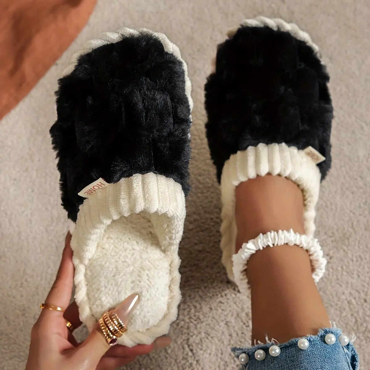 Women's Winter Plush Slippers - Soft Fabric Upper, Non-Slip PVC Sole, Solid Color, Hand Washable - Winter Home Comfort | Soft & Warm | Non-Slip Sole Best Products Online