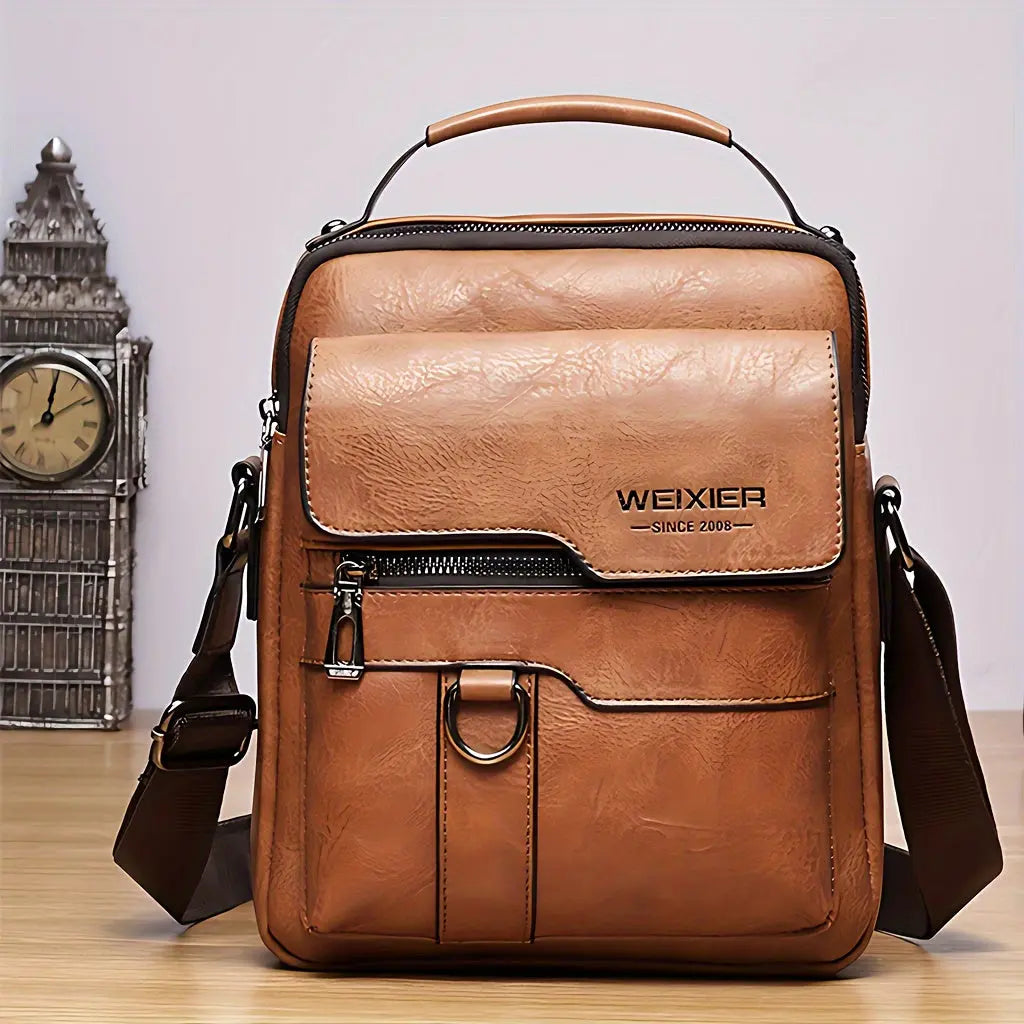Men'S Vintage Crossbody Bag - Adjustable Strap, Multiple Compartments, Business Casual Shoulder Bag with "WEIXIER SINCE 2008" Branding, Black & Brown Options, Casual Crossbody | Vintage Crossbody | Adjustable Strap Bag Best Products Online
