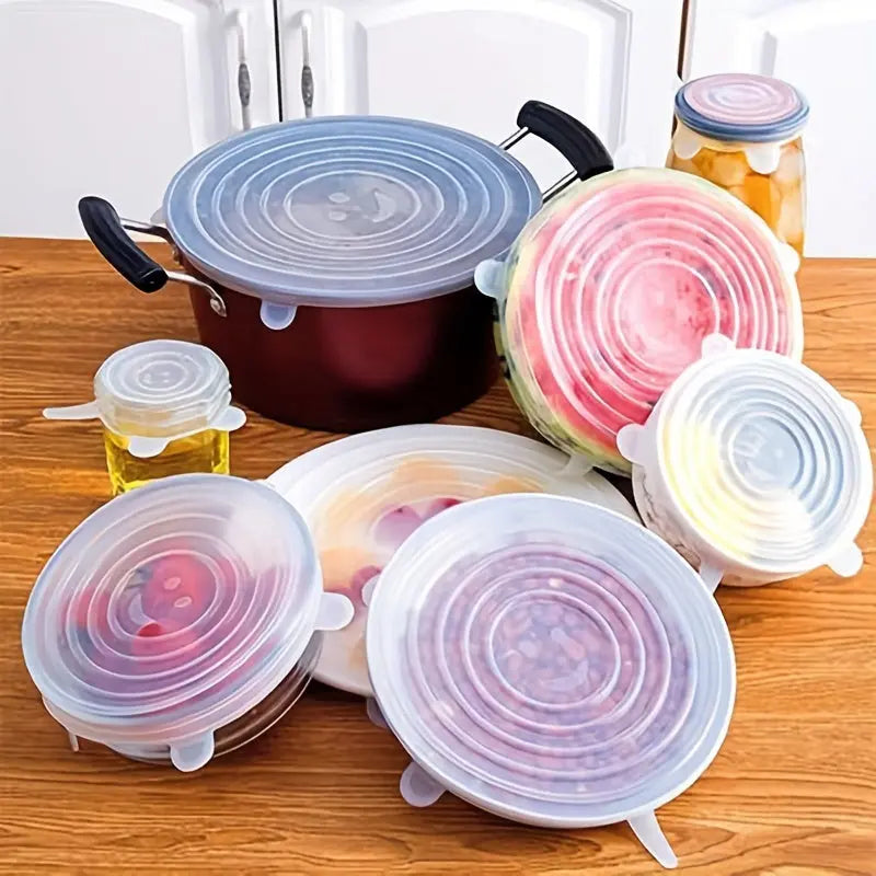 6-Pack Silicone Elastic Lids, Reusable Durable Food Storage Bowl Covers, BPA-Free, Dishwasher & Freezer Safe, Kitchen Accessories Best Products Online