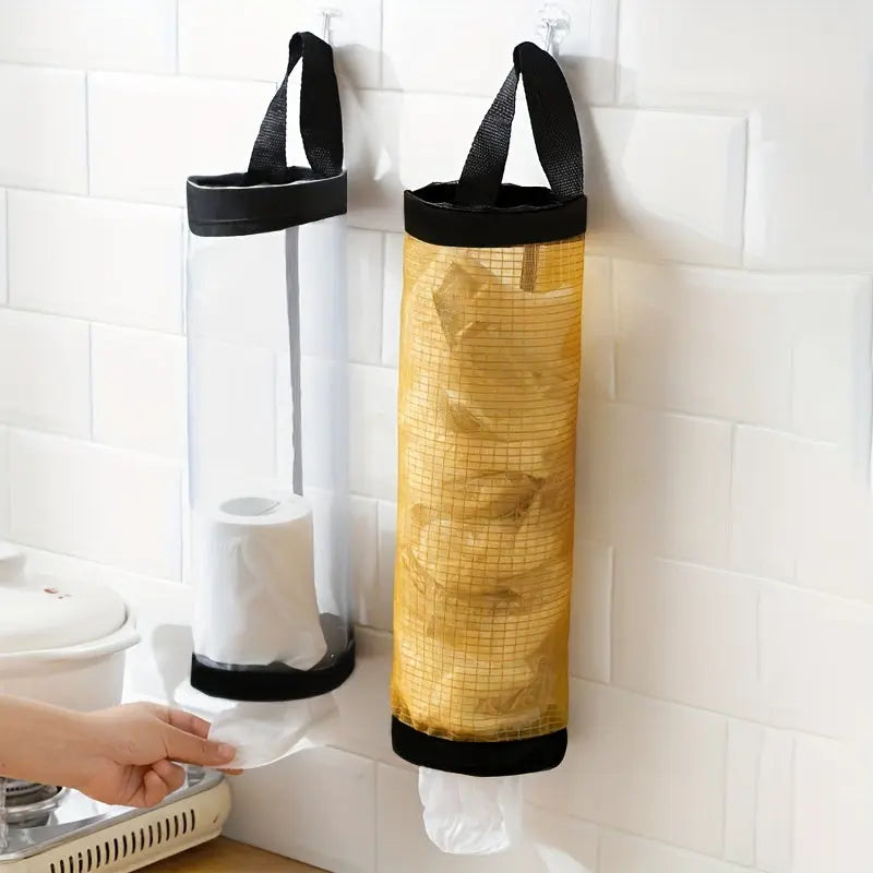 [Durable Trash Bag Organizer] Durable Plastic Under-Cabinet Kitchen Trash Bag Organizer | Open Storage Design, Secure Mounting, Space-Saving Garbage Bag Holder for Countertop Clutter Reduction, Sleek Storage Solution | Sturdy Best Products Online