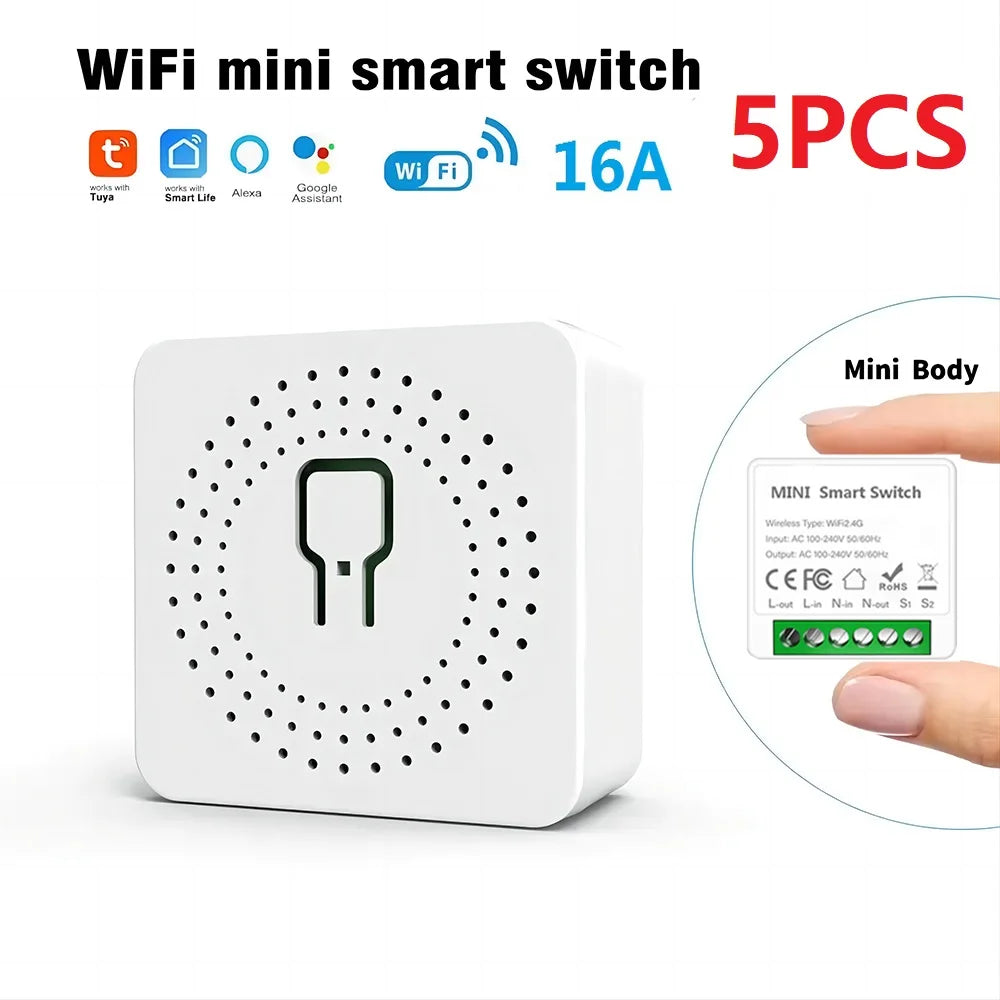 Tuya WiFi Smart Switch 16A  Module 2-way Control Mini Switch Breaker Smart Life Work With Alexa Google Alice