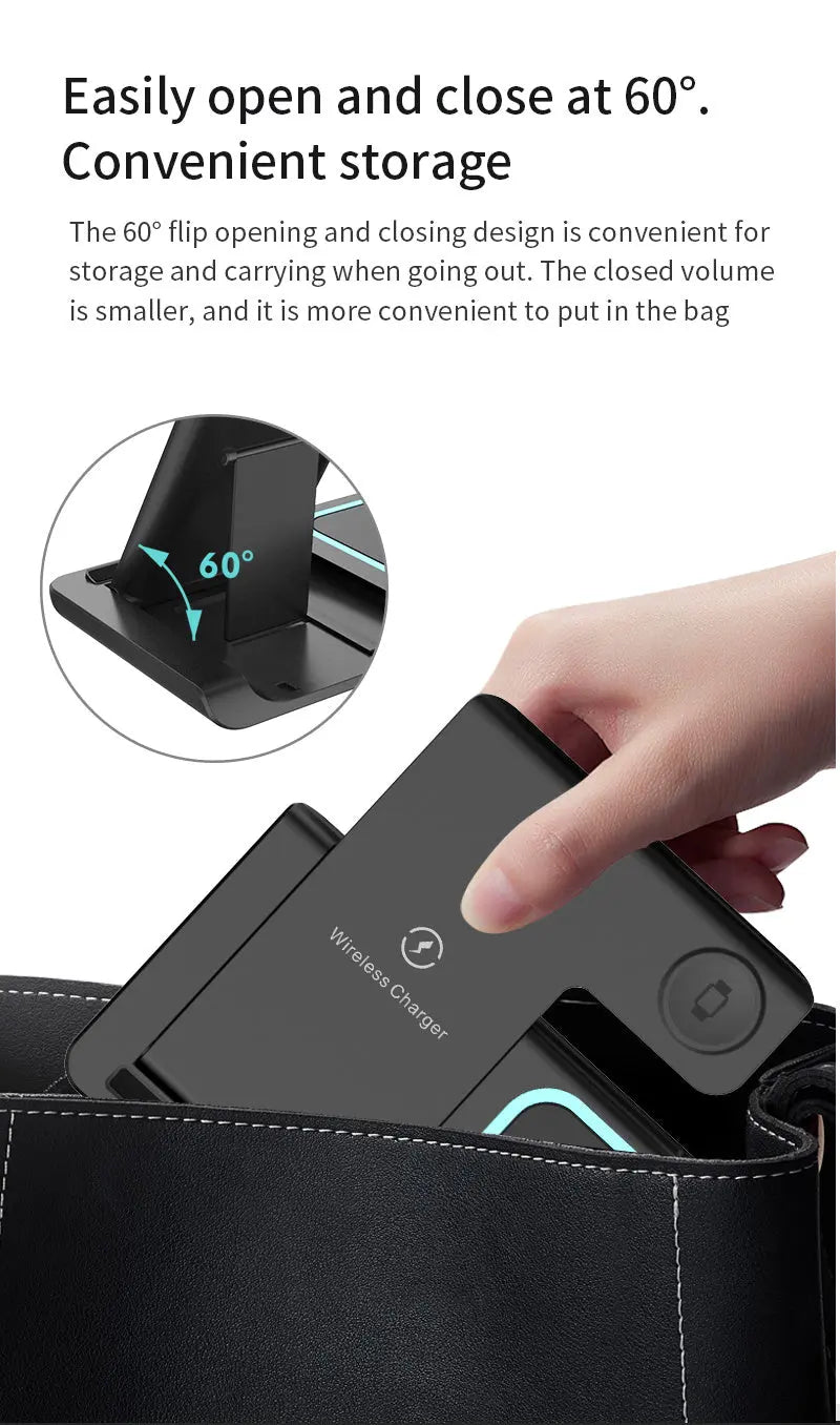 TIMESS-Wireless Charging Station 3-in-1 Standard 15W Fast Mag-Safe Charger Stand with QC3.0 Adapter, Suitable for iPhone 15 14 13 12 11 X 8 Pro Max/Pro/Mini/Plus, for iWatch Ultra 9/8 7/6/5/4/3/2, for Airpods 3/2 Best Products Online