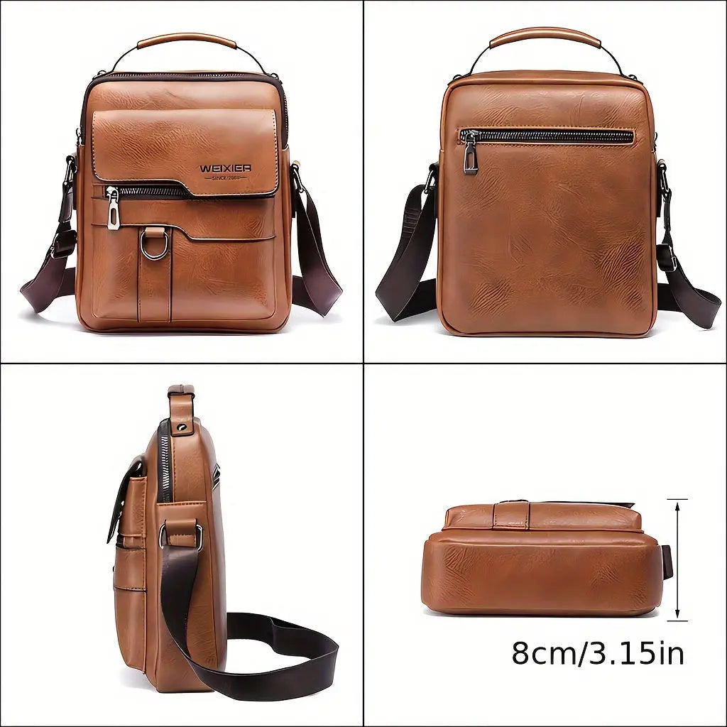 Men'S Vintage Crossbody Bag - Adjustable Strap, Multiple Compartments, Business Casual Shoulder Bag with "WEIXIER SINCE 2008" Branding, Black & Brown Options, Casual Crossbody | Vintage Crossbody | Adjustable Strap Bag Best Products Online
