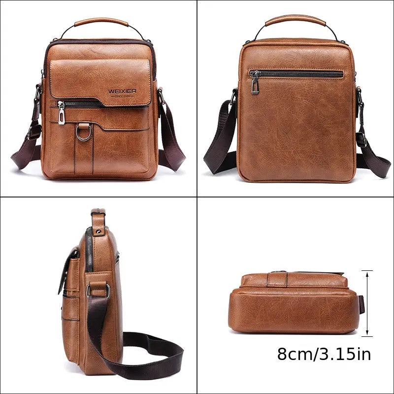 Men'S Vintage Crossbody Bag - Adjustable Strap, Multiple Compartments, Business Casual Shoulder Bag with "WEIXIER SINCE 2008" Branding, Black & Brown Options, Casual Crossbody | Vintage Crossbody | Adjustable Strap Bag Best Products Online