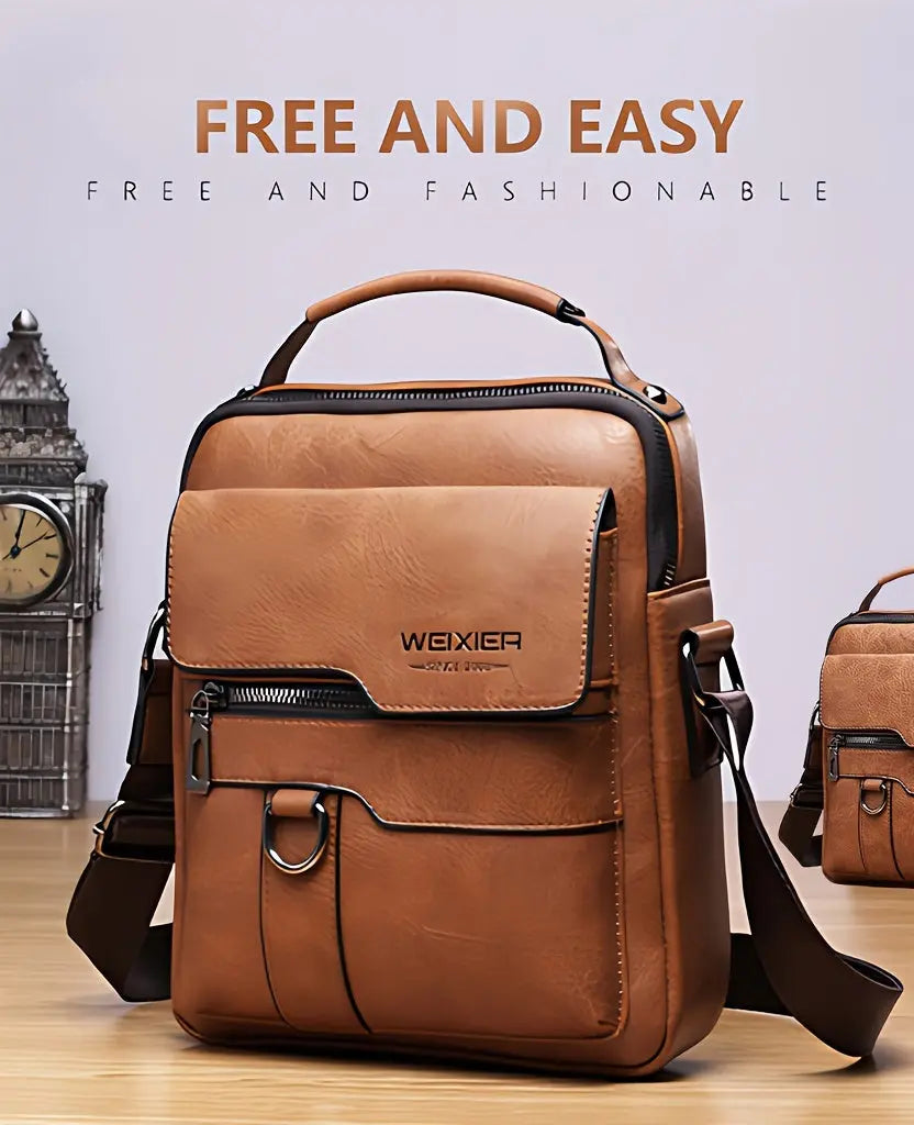 Men'S Vintage Crossbody Bag - Adjustable Strap, Multiple Compartments, Business Casual Shoulder Bag with "WEIXIER SINCE 2008" Branding, Black & Brown Options, Casual Crossbody | Vintage Crossbody | Adjustable Strap Bag Best Products Online