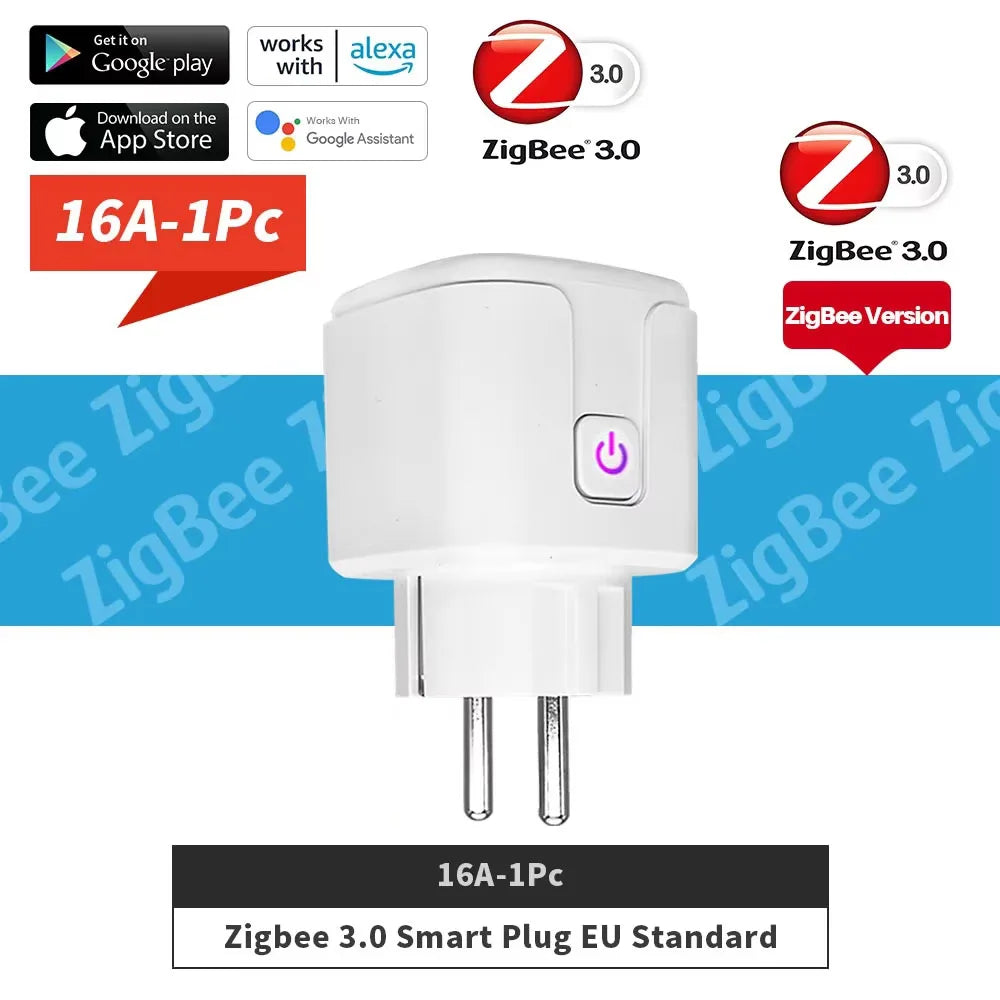 Tuya WiFi/ZigBee Smart Plug EU Socket Outlet 16A/20A Power Monitor Timer Remote Voice Control Alexa Google Home Smart Life APP