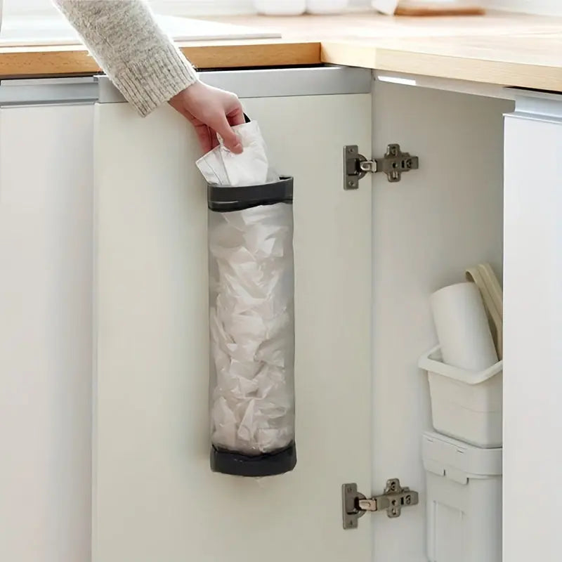 [Durable Trash Bag Organizer] Durable Plastic Under-Cabinet Kitchen Trash Bag Organizer | Open Storage Design, Secure Mounting, Space-Saving Garbage Bag Holder for Countertop Clutter Reduction, Sleek Storage Solution | Sturdy Best Products Online