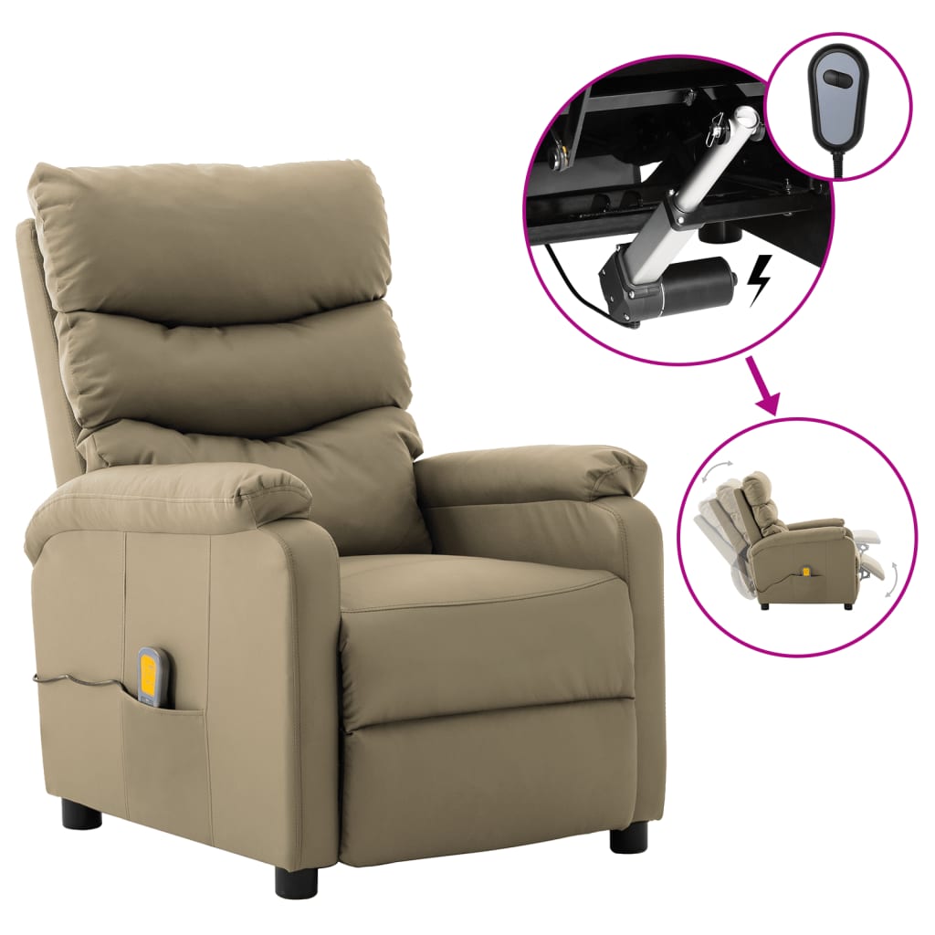 vidaXL Massage Chair Massaging Recliner Sleeper Chair for Elderly Faux Leather-7
