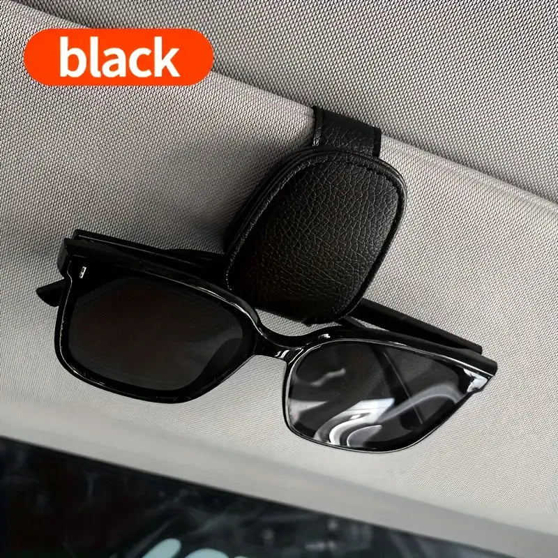 [1pcs Universal Sun Visor Glasses] 1pc Universal Car Sun Visor Glasses Clip, Pu Material, Auto Eyeglasses Holder, Vehicle Interior Accessories, Eyewear Storage Bracket Best Products Online