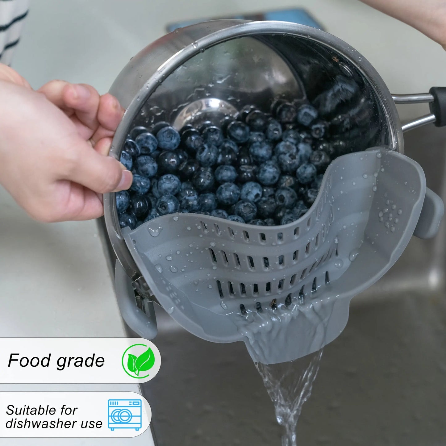 [Clip-On Strainer] 1pc ABERZEY Clip-On Strainer for Pots & Pans - Durable Plastic Kitchen Colander for Pasta, Meat, Vegetables, Fruits - Easy Drainage & Compact Design, Strainer for Pasta, Vegetable Preparation, Modern Kitche Best Products Online