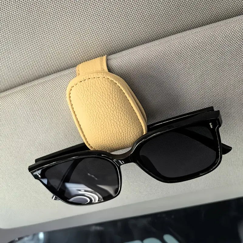 [1pcs Universal Sun Visor Glasses] 1pc Universal Car Sun Visor Glasses Clip, Pu Material, Auto Eyeglasses Holder, Vehicle Interior Accessories, Eyewear Storage Bracket Best Products Online