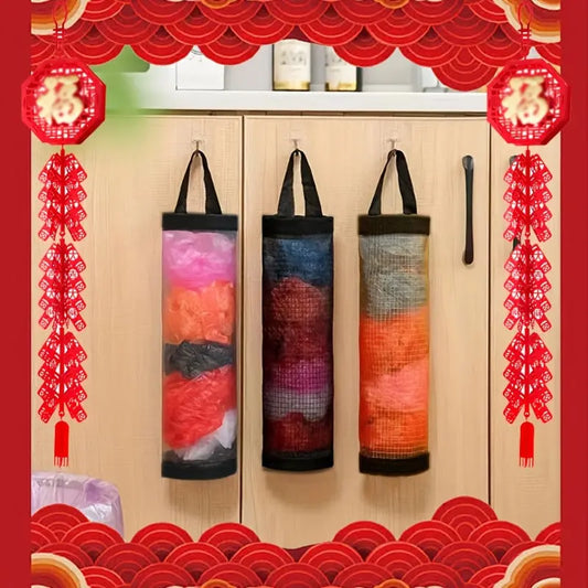 Plastic Bag Organizer 1/10pcs, Hanging Mesh Storage Dispenser, Foldable, Breathable, Washable Hanging Trash Bag Holder, Multiple Colors Available, Suitable for Kitchen Plastic Bag Storage Best Products Online