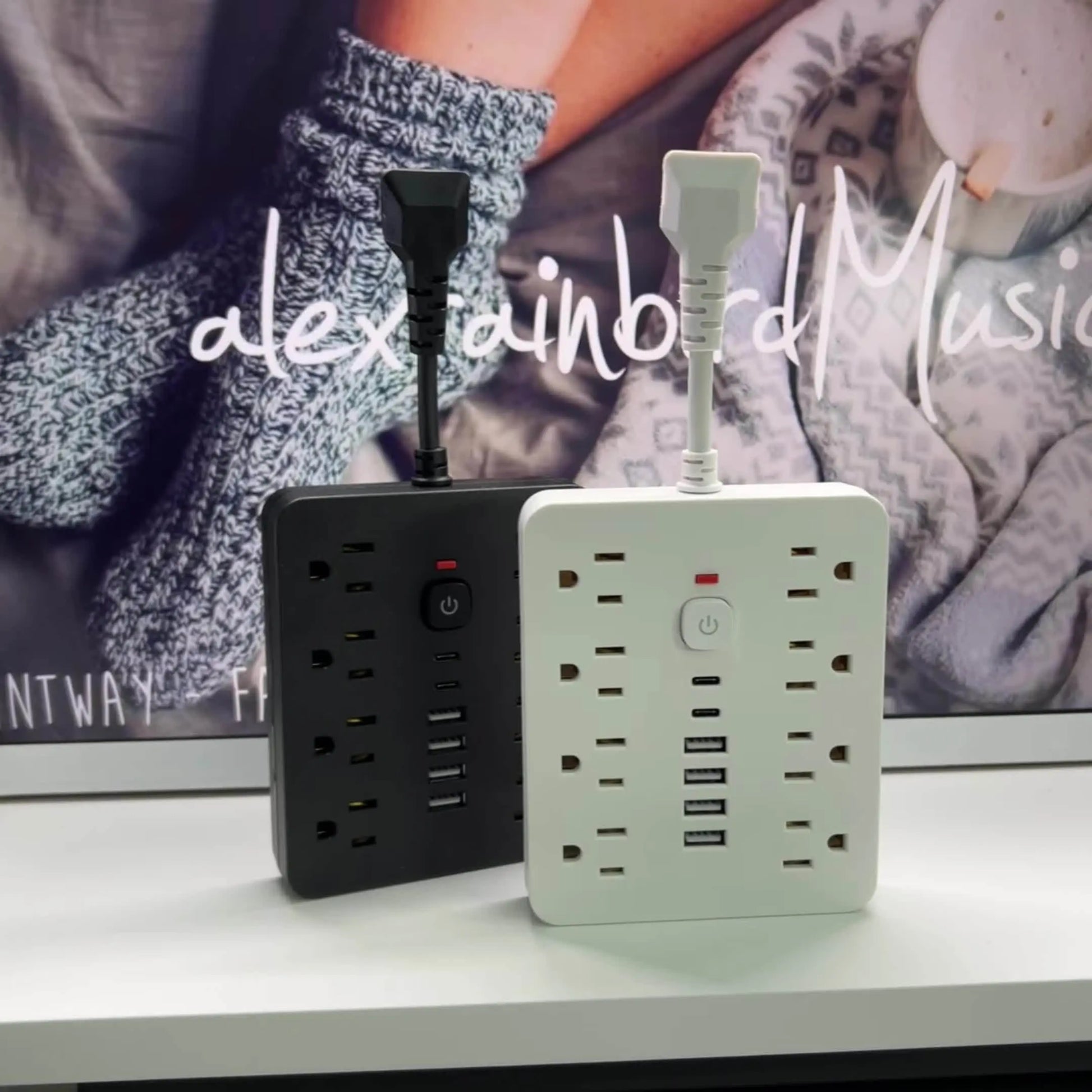14-in-1 Power Strip with Surge Protector - 8 AC Outlets And 6 USB Ports (2 USB-C)| Flat Plug, Space Saving Design, Unique Short Cord Design, Overload Protection for Home, School, Office. Available In Black And White Best Products Online