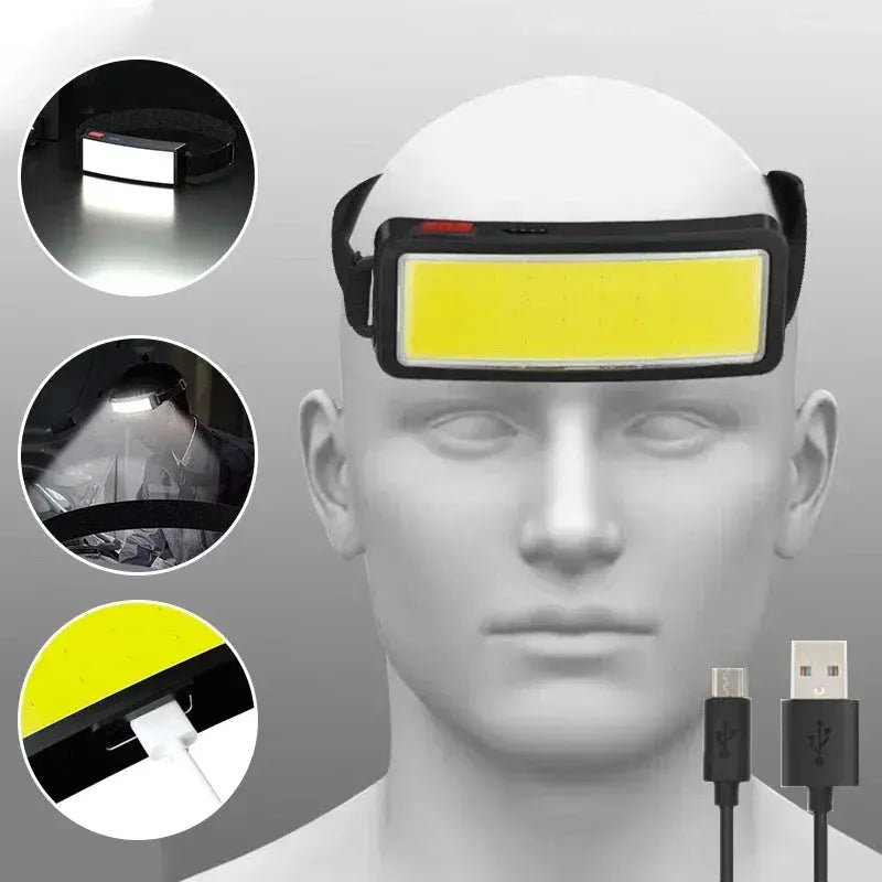 Powerful COB LED Headlamp Type-c Rechargeable Head Flashlight Built-in Battery Outdoor Fishing Camping Lantern Waterproof Torch Best Products Online