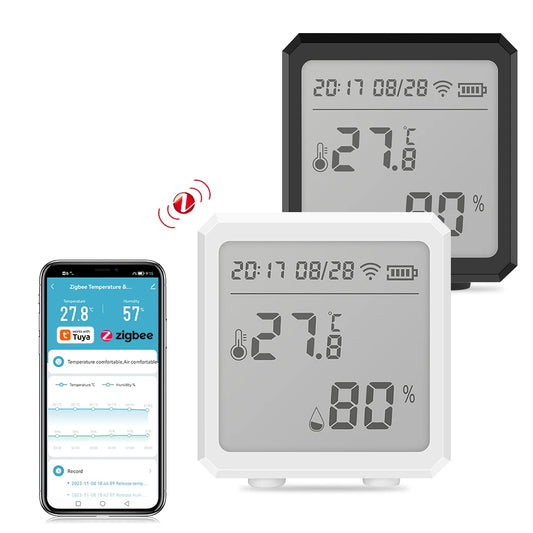 Zigbee Temperature Humidity Sensor with Tuya APP LCD Screen Digital