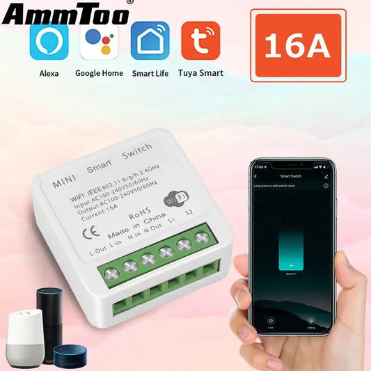 16A WiFi Smart Switch DIY Wireless Tuya Smart Home Alexa Yandex Alice Mini Interruptor Two Way Voice Control Smart Life Best Products Online