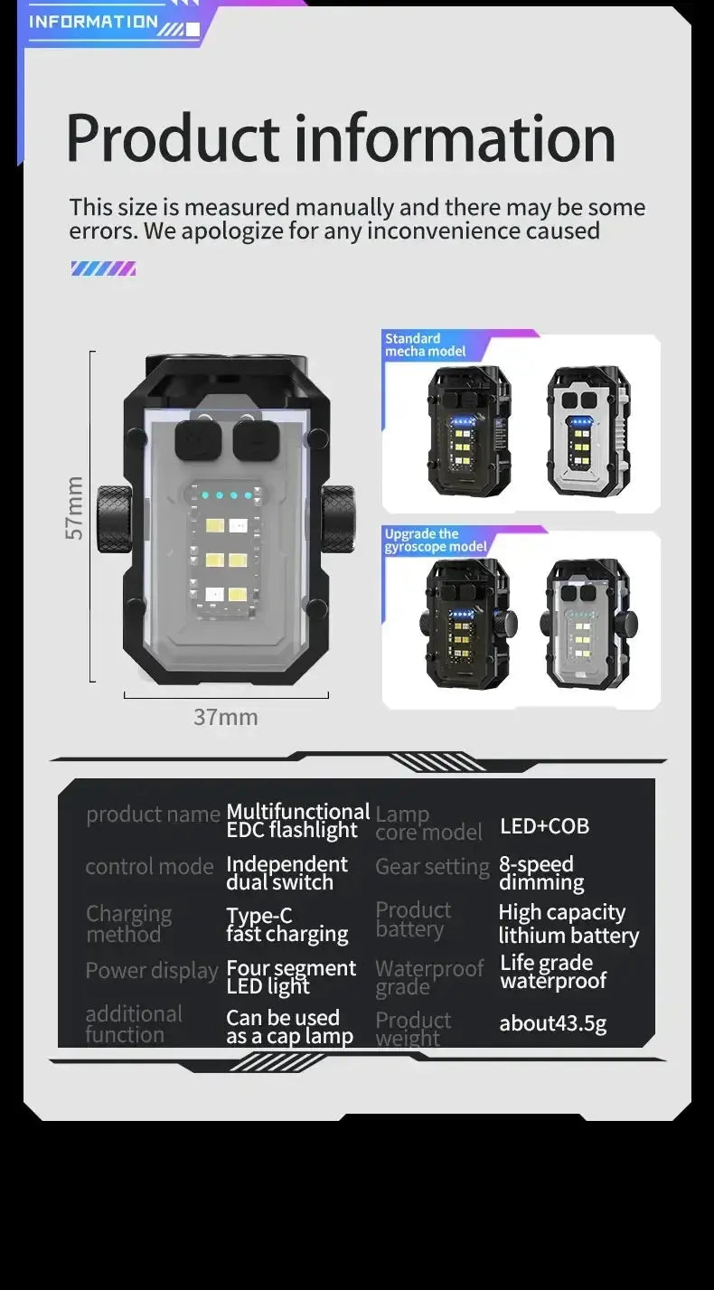 Mini LED Keychain Light Portable Magnetic EDC Flashlight Outdoor Camping Fishing Emergency Work Hat Clip Lamp With FingertipGyro Best Products Online
