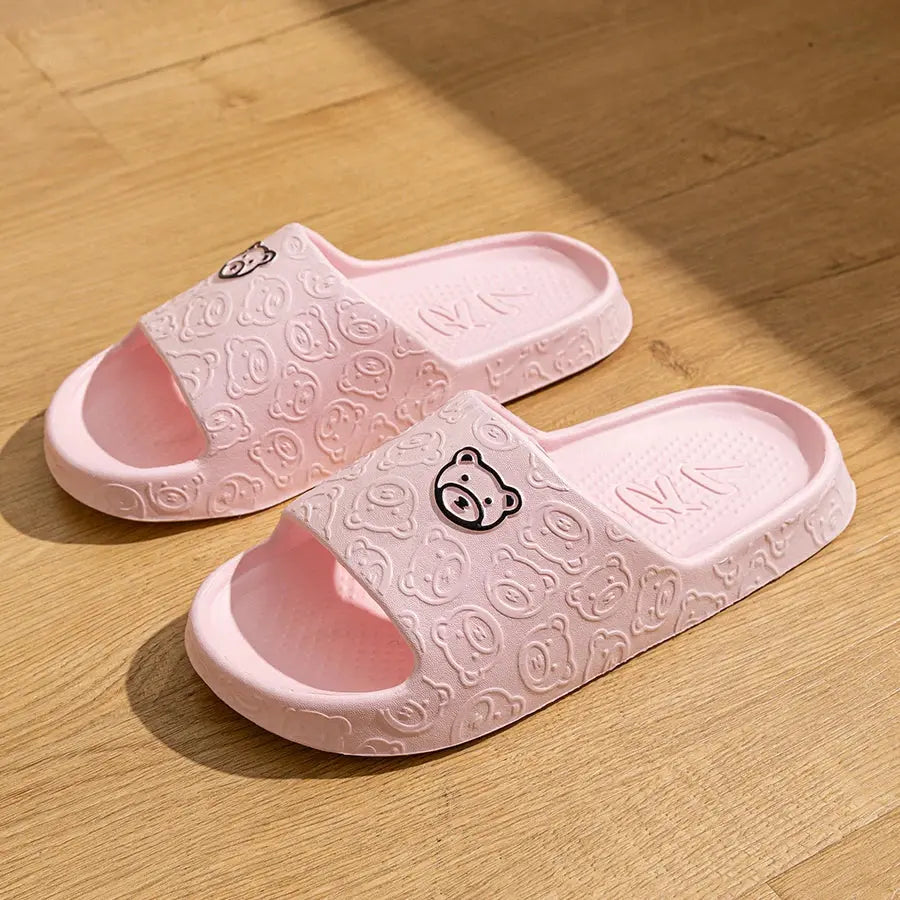 Fashion Women's Slippers Indoor Soft Sole Cartoon Bear Print Slides Bathroom EVA Indoor Men Summer Outdoor Cool Shoes Couple Best Products Online