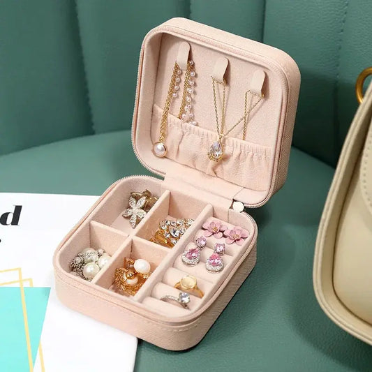 Portable Mini Jewelry Storage Box Travel Organizer Jewelry Case Leather Storage Earrings Necklace Ring Jewelry Organizer Display Best Products Online