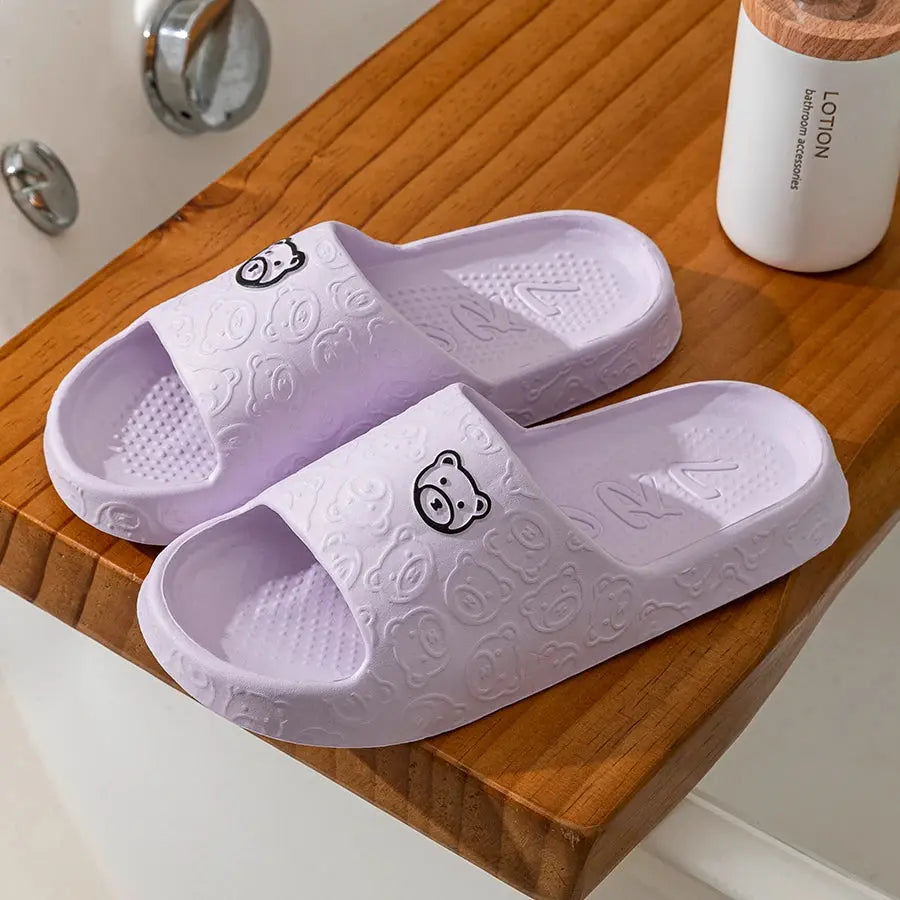 Fashion Women's Slippers Indoor Soft Sole Cartoon Bear Print Slides Bathroom EVA Indoor Men Summer Outdoor Cool Shoes Couple Best Products Online