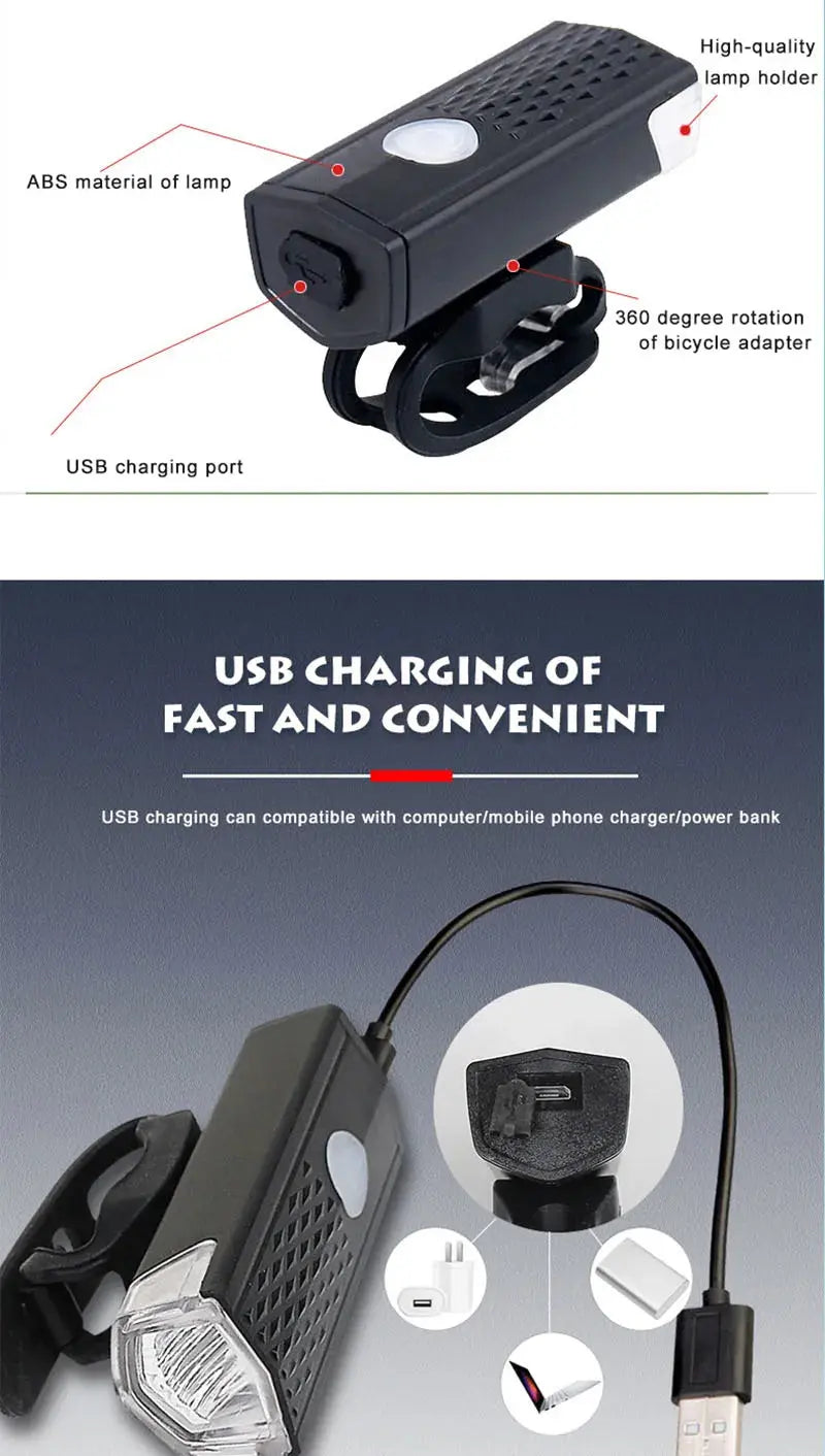 Bike Light Set Bicycle Headlight Taillight USB Rechargeable MTB Bike Front Rear Lamp Set Cycling Flashlight Bicycle Accessories Best Products Online
