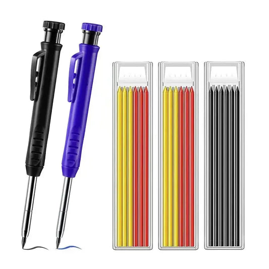 Solid Carpenter Pencil Set Woodworking Tools Mechanical Pencil 5 Colors Refill Construction Job Tools Carpentry Marking Scriber Best Products Online