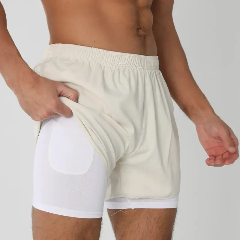 Men's Running Shorts Quick-drying Fitness Black Double Layer Shorts Men New Sport Workout Training Bodybuilding Short Pants Best Products Online