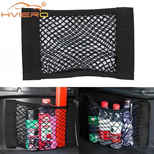 Car Back Rear Trunk Organizer Net Mesh Seat Elastic String Magic Sticker Universal Storage Bag Pocket Auto Accessories Put Paper Best Products Online